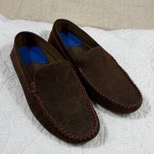 Robert Graham Women's 8.5 Brown Verrazano Embossed Paisley Driving Loafers Shoes